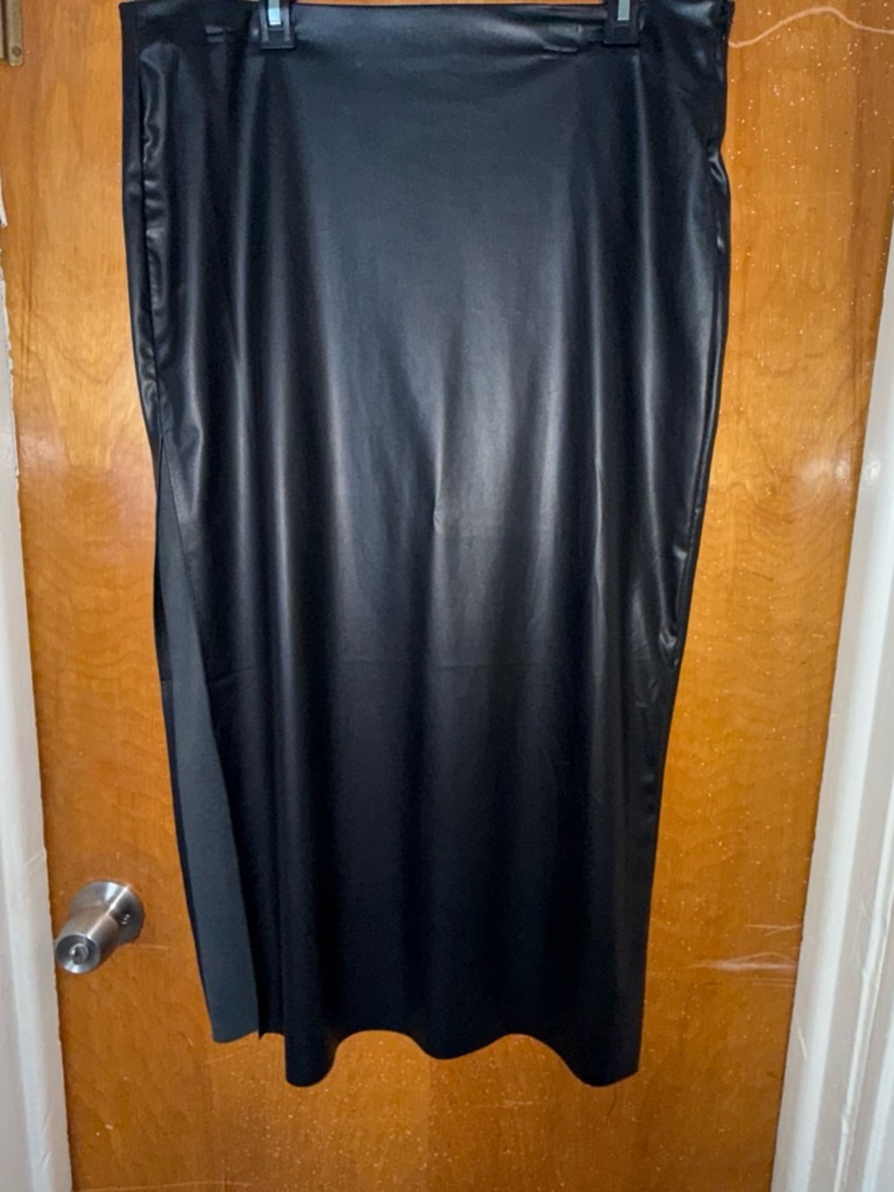 H&M Black Faux Leather Maxi Skirt